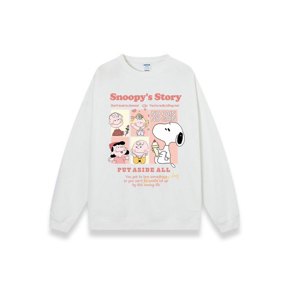 swetter oversize wanita cartoon pattern printing sweater kekinian lengan panjang crewneck import baju switer