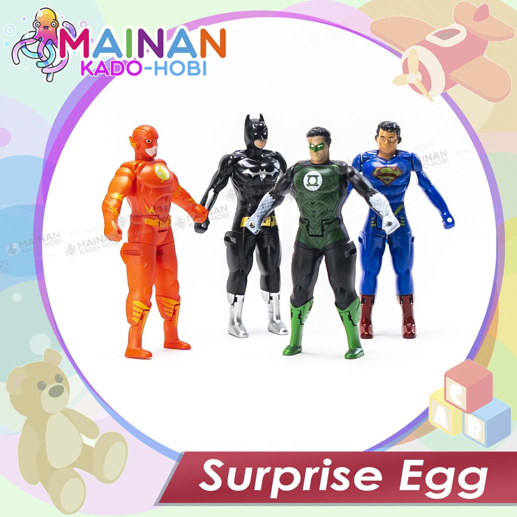 MAINAN ANAK SURPRISE EGG SUPERHERO SUPERMAN BATMAN JUSTICE LEAGUE