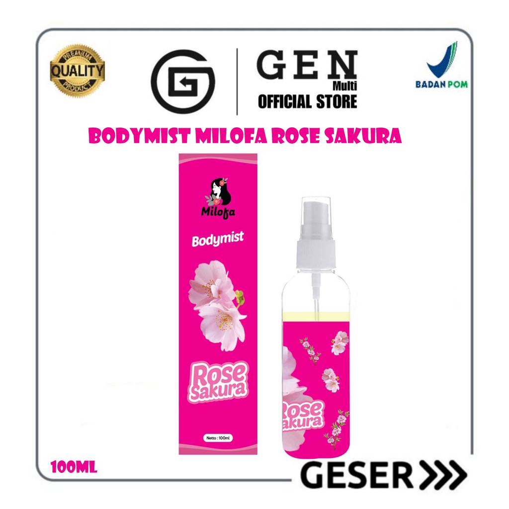 GEN - [BPOM] Parfum Body Mist Milofa Rose Sakura 100ml Premium / Parfum Rose Sakura 100ml Best Seller / Parfum Wanita Wangi Tahan Lama