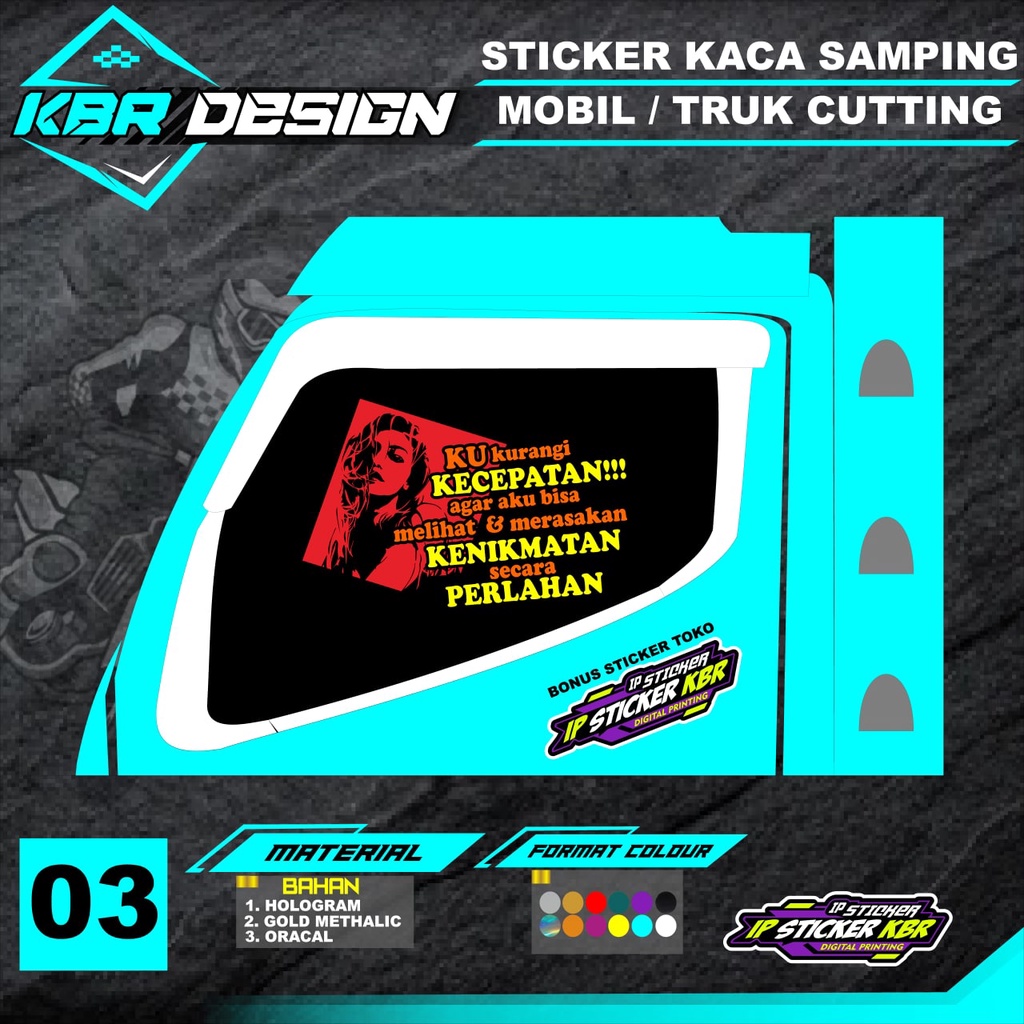 STIKER CUTTING KACA TRUCK/ MOBIL (COD) STIKER CUTTING KACA TRUCK VARIASI TERBARU KBR DESIGN K-03
