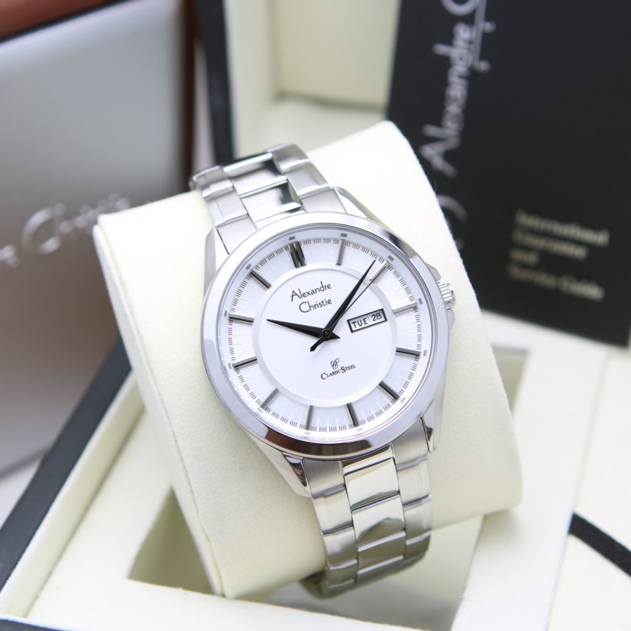 ORIGINAL Jam Tangan Pria &amp; Wanita Alexandre Christie AC 8675 / AC8675 / 8675 Garansi Resmi 1 Tahun, Stainless