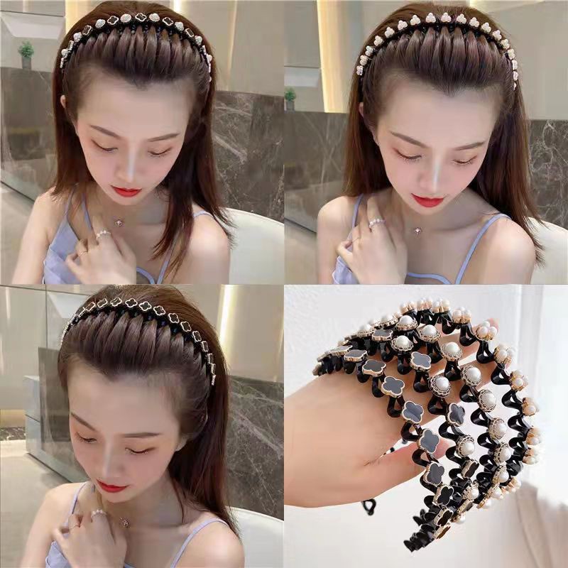 Bando korea wanita bando mutiara motif gelombang elegan import terbaru