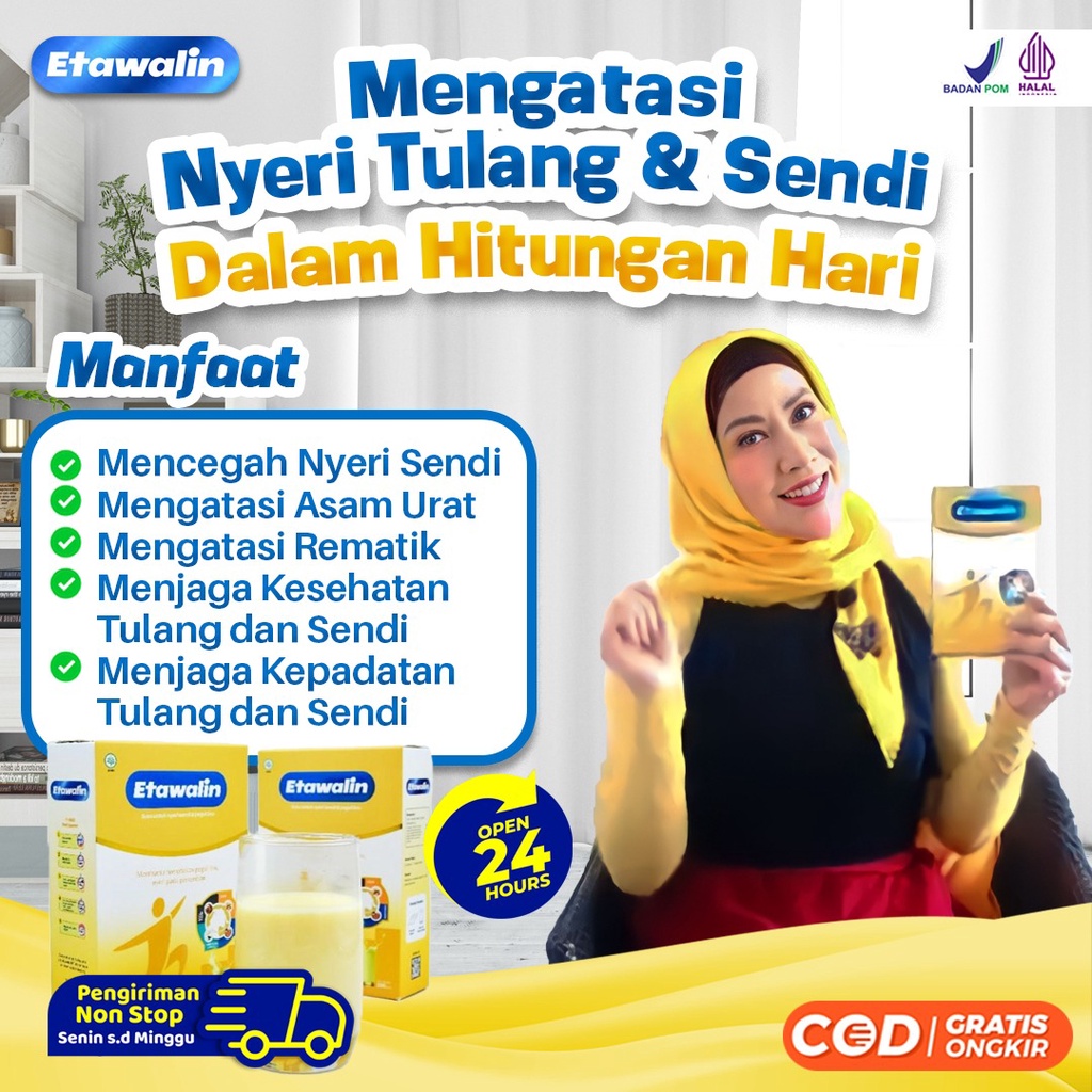 Etawalin Cegah Osteoporosis Kronis – Susu Etawa 5 Box Tingkatkan Kepadatan &amp; Kesehatan Tulang Sendi Atasi Asam Urat Rematik Reumatik Nyeri Sendi Cocok Untuk Lansia