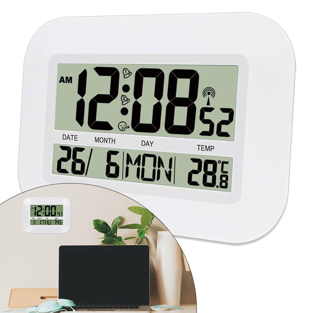 Solighter Jam Weker Alarm Rumah Samping Tempat Tidur Nomor Meja Clock Thermometer