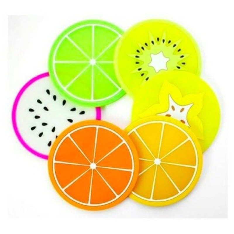 Tatakan Gelas Silikon Bentuk Buah Anti Panas Motif Lucu Alas Cangkir Silicone Anti Slip