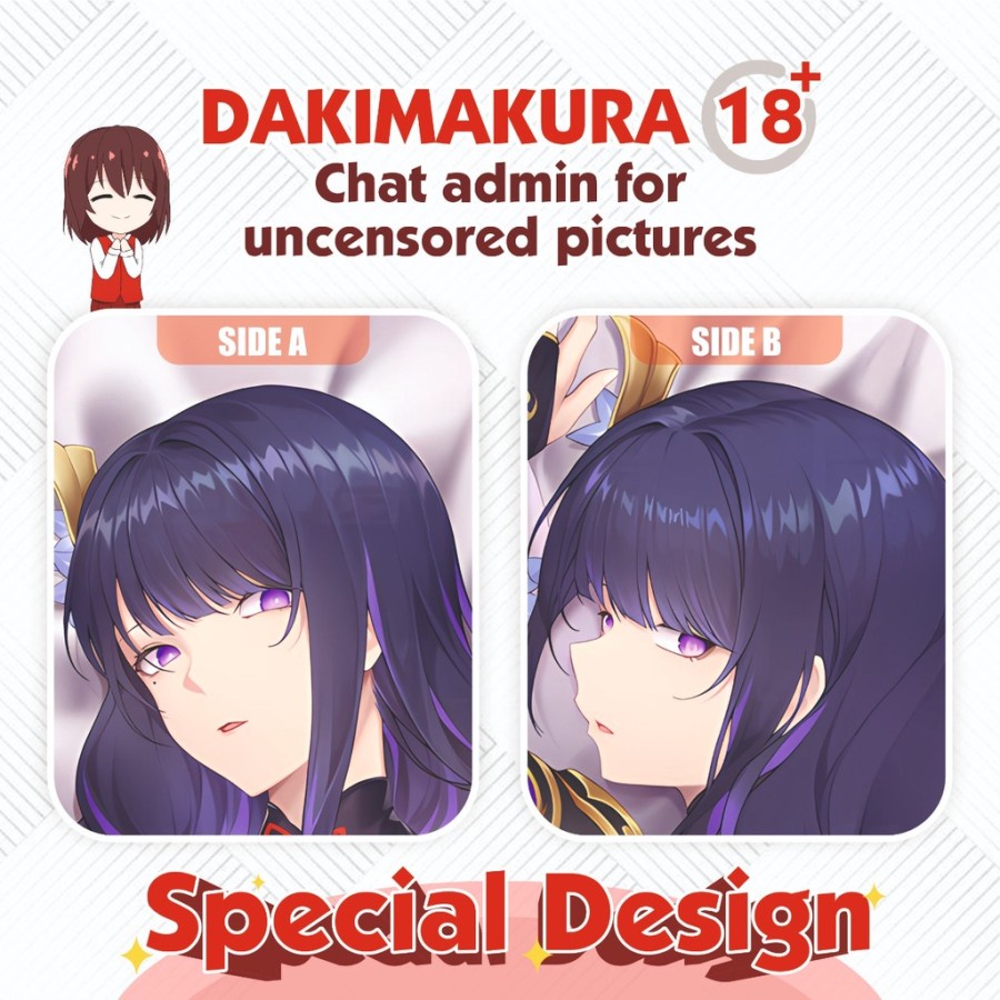 Dakimakura Raiden Shogun Baal Genshin Impact 150x50 cm (Cover Only)