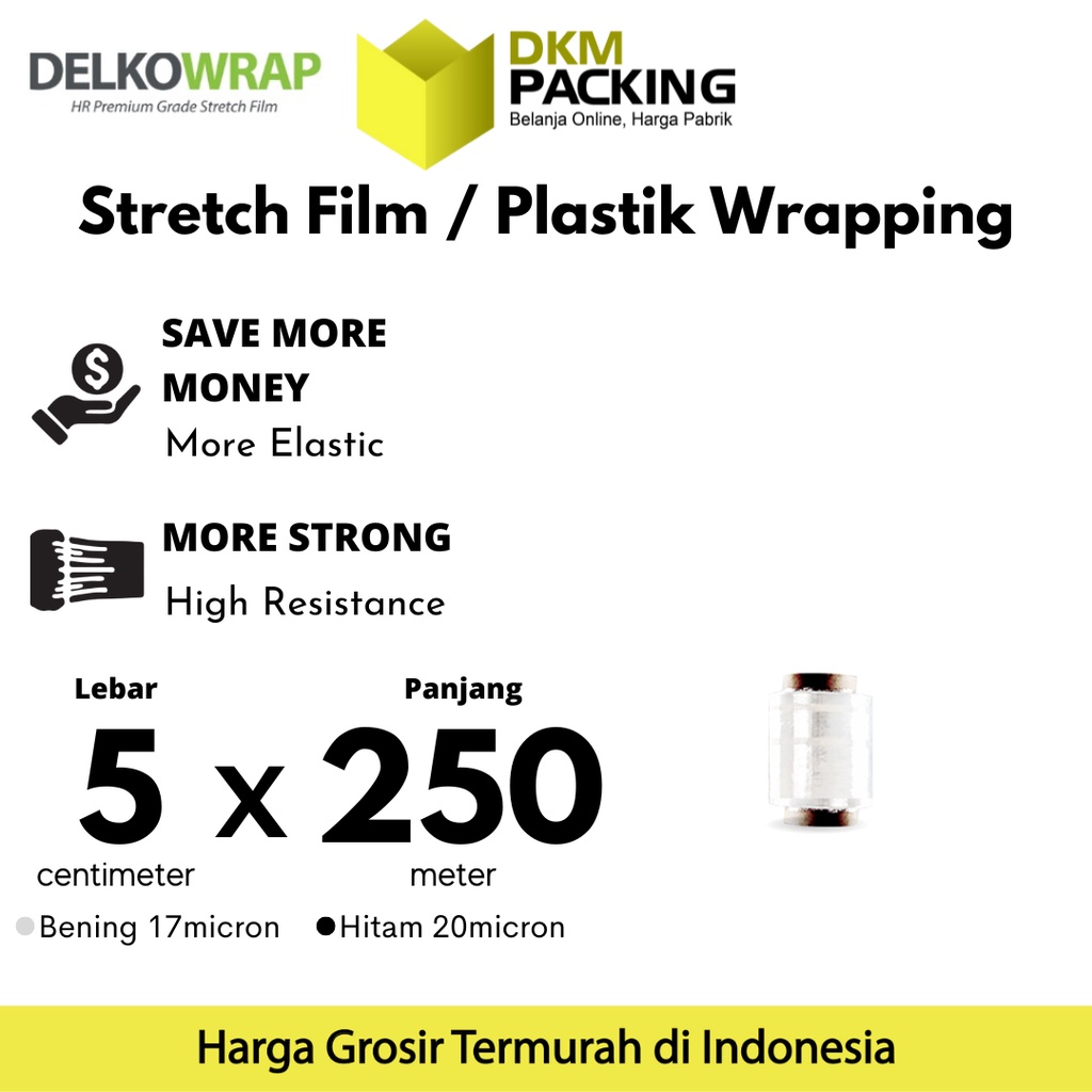 

Plastik Wrapping Stretch Film 5cm x 250m BENING DELKOWRAP TERMURAH / SATUAN