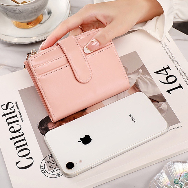 DOMPET LIPAT WANITA KULIT IMPORT MINI PINK WA621P3 FULVILA KOREA FASHION CEWEK KARTU MURAH SLOT RESLETING KOIN KECIL SIMPLE LUCU REMAJA KEKINIAN PREMIUM BRANDED