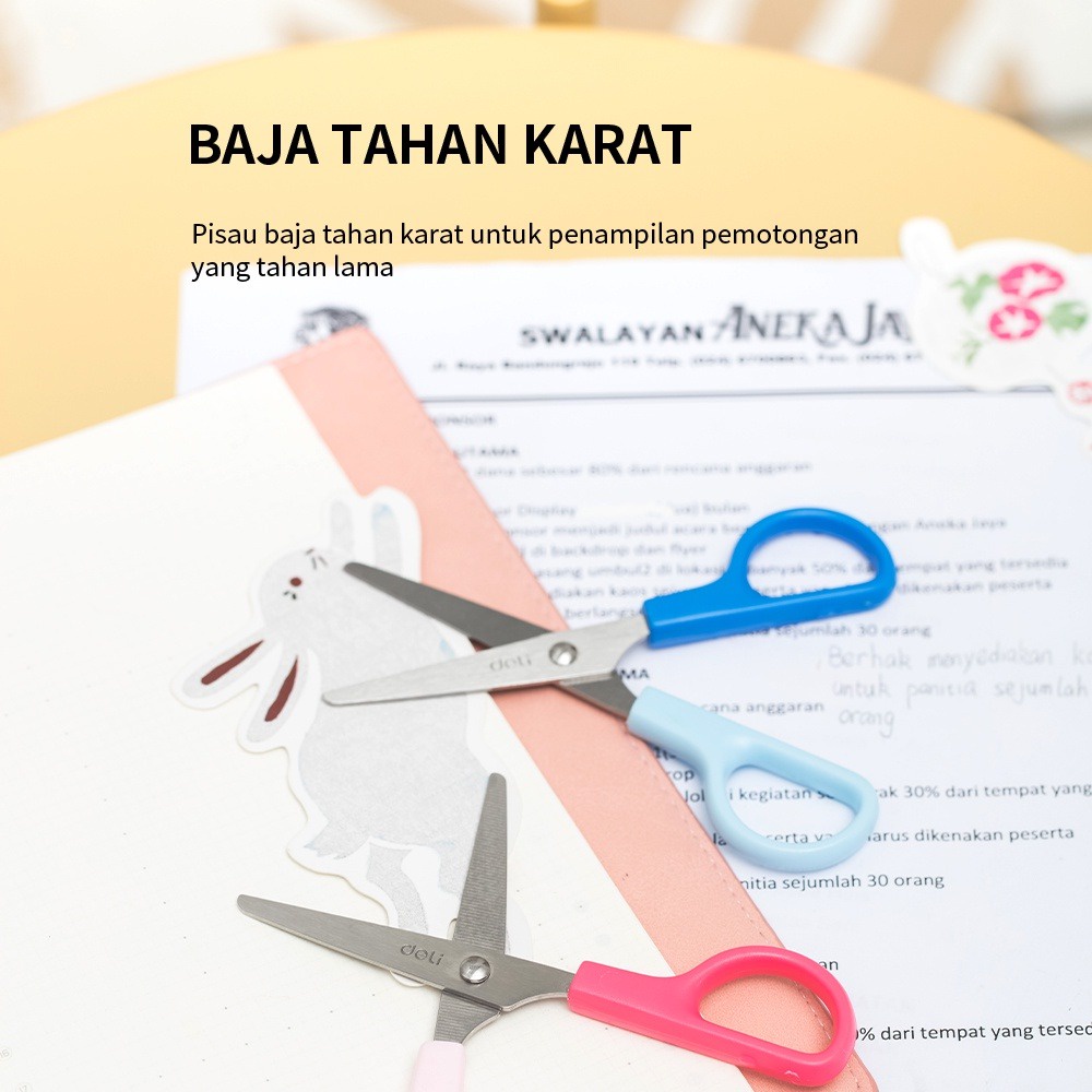 Gunting Ujung Tumpul * DELI Scissors * Pemotong Kertas * Gunting Tahan Karat