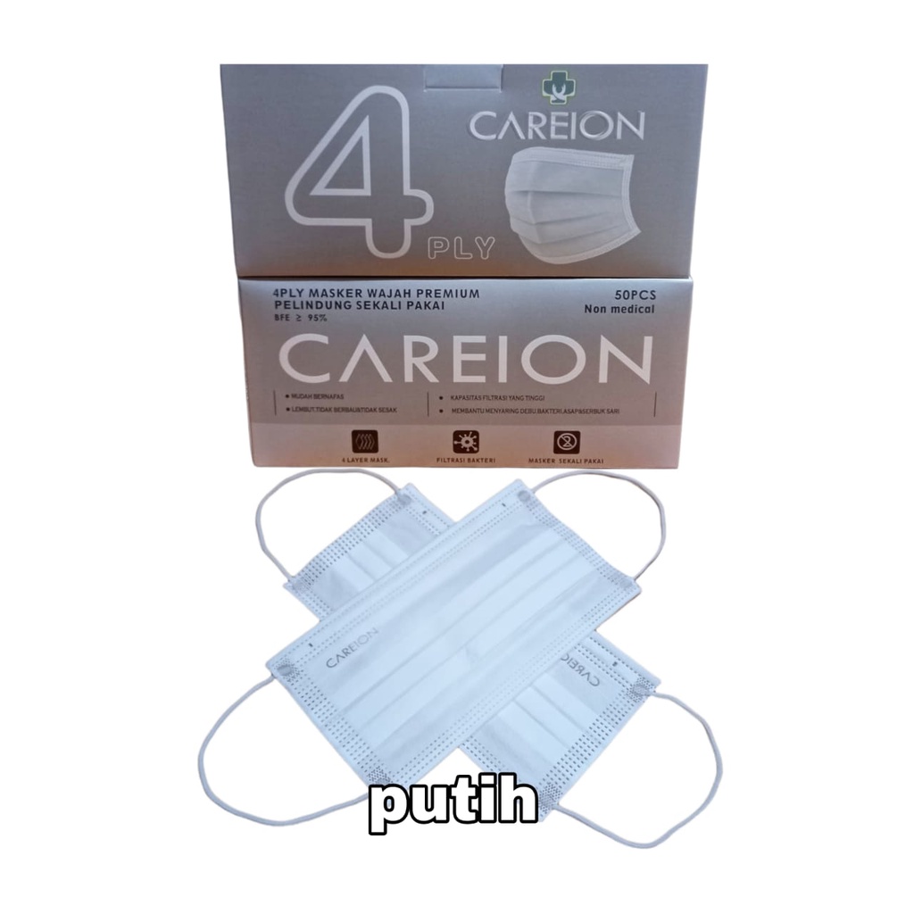 MASKER 4PLY CAREION isi 50pcs Face Mask EARLOOP 4 Ply