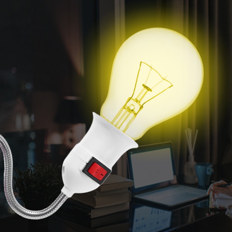 [Hot Sale] US/EU Plug E27 Socket Lamp Bulb Holder/Stop Kontak Lampu Sekrup Hemat Energi Dengan Saklar/Base Bohlam Plug In Universal
