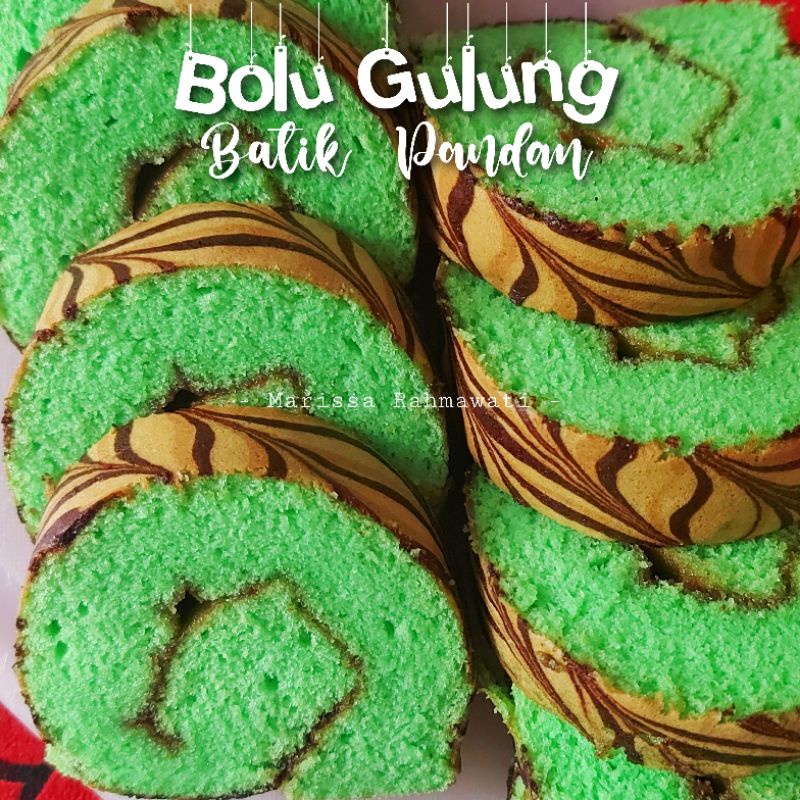 

Bolu Gulung Batik Pandan (Pandan Batik Roll Cake) Halal