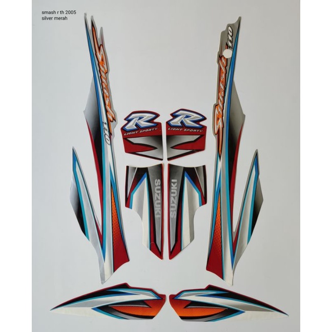 STRIPING ORI SUZUKI SMASH R th 2005)Silver Merah