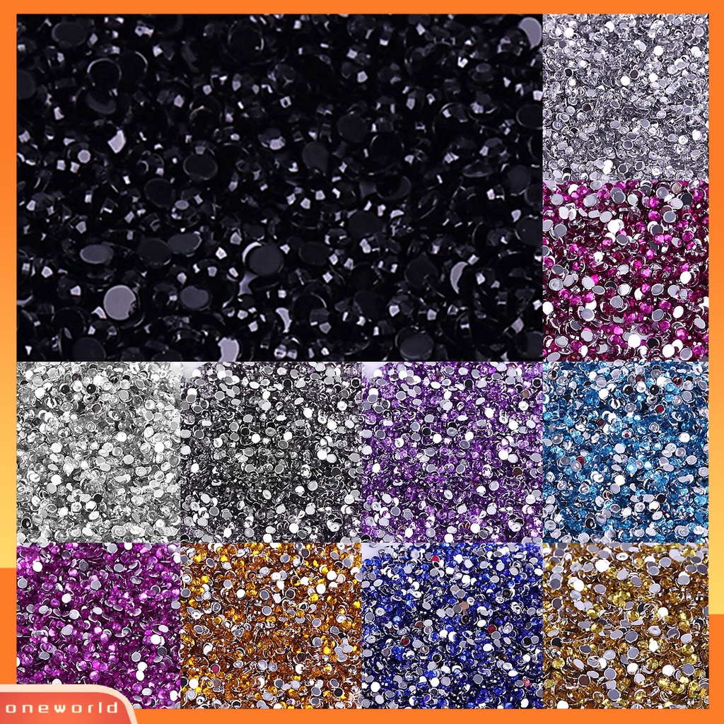 2000 Pcs 3mm Manik-manik Berlian Buatan Bahan Resin Bawah Rata Berkilau Kerajinan Nail Art DIY