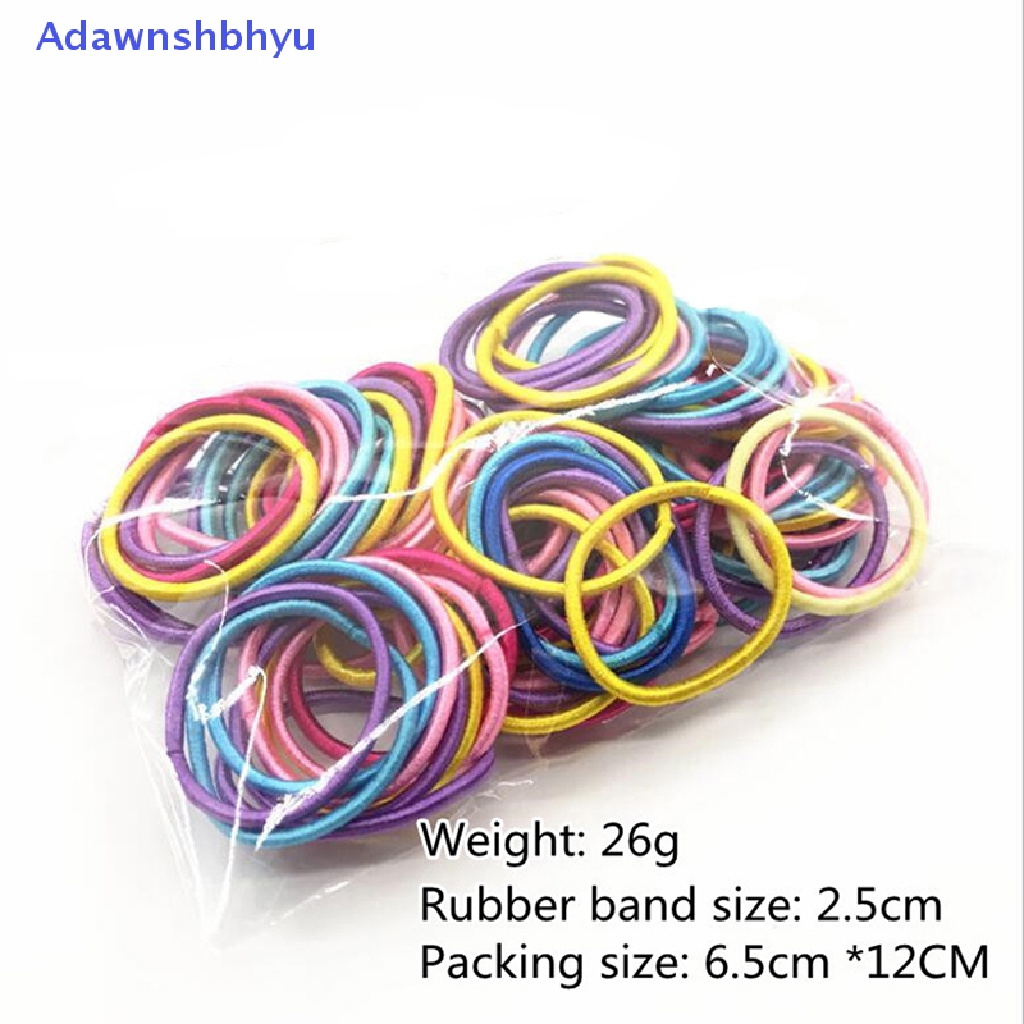 Adhyu 100pcs Anak Perempuan Warna-Warni Nilon Elastis Karet Rambut Anak Ponytail Holder Scrunchi ID