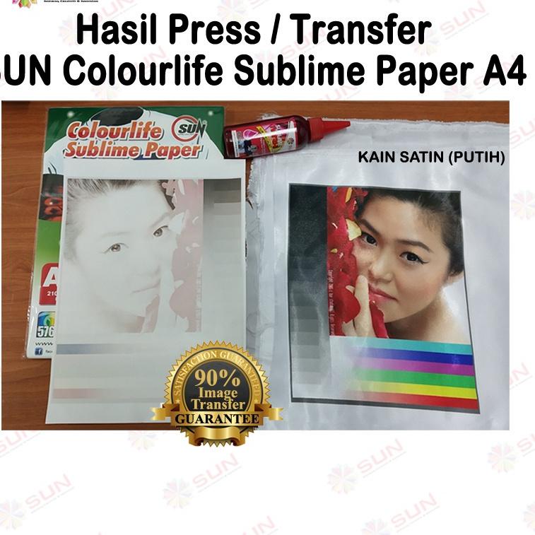 

Laris Kertas Sablon Sublim Transfer Paper A4 110 Gsm - SUN Colourlife Sublime Paper A4 isi 100 Lembar ( untuk mesin press mug, mesin press kaos, keramik, piring, topi, plat alumium, puzzle, bantal ) V46 ➨