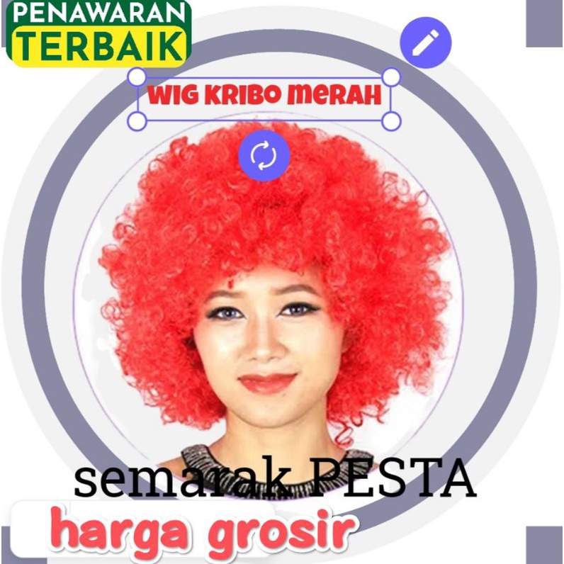 (harga grosir) wig kribo merah/wig brekele merah/rambut badut merah/rambut palsu kriting merah