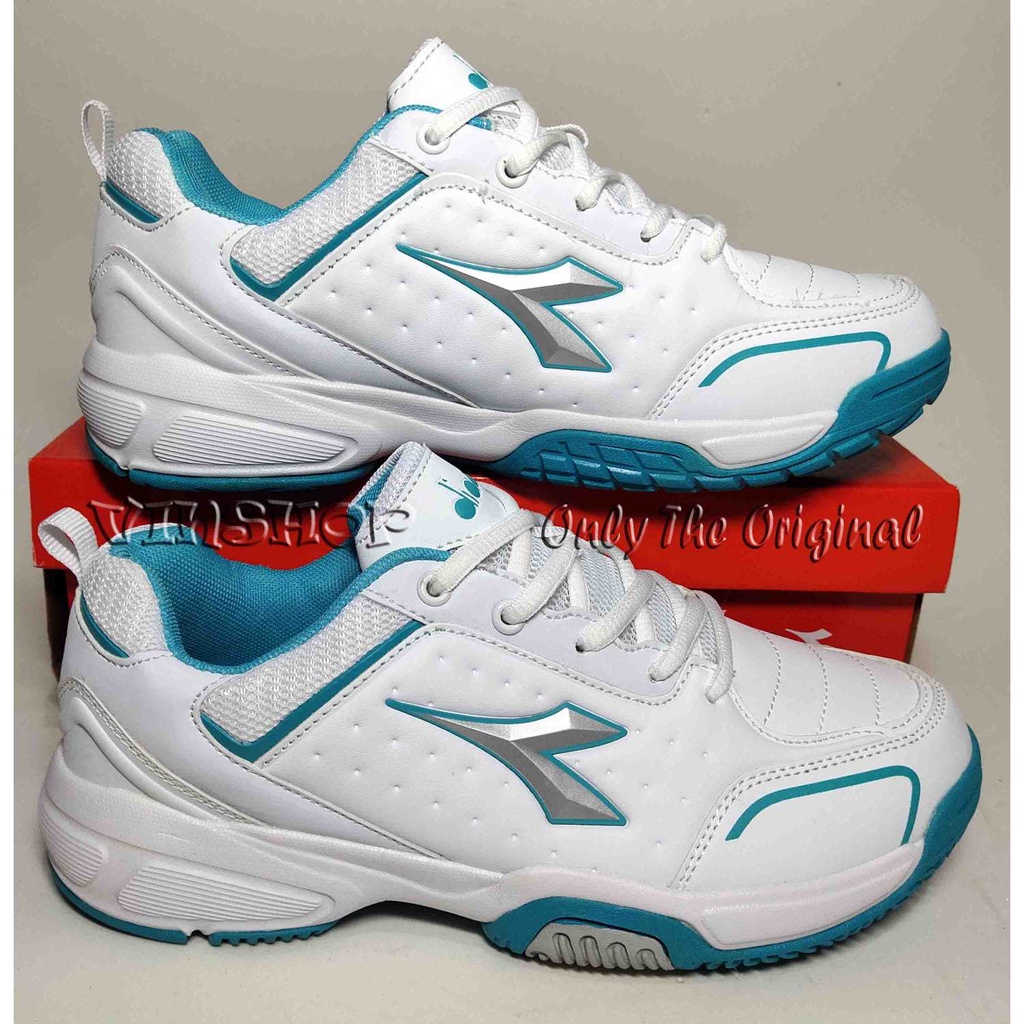 Sepatu Tenis Wanita. DIADORA HACKER White Turquoise. DIATE81110WQ