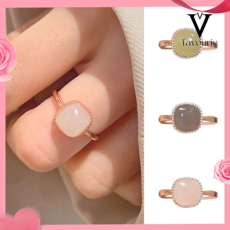 CODCincin Giok Hetian Lapis Emas 18K Gaya Vintage Untuk Wanita Korea Fashion-FA