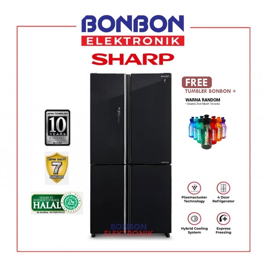 Sharp Kulkas Side By Side 4 Pintu SJ-IF91PG-GB Gloss Black SJIF91