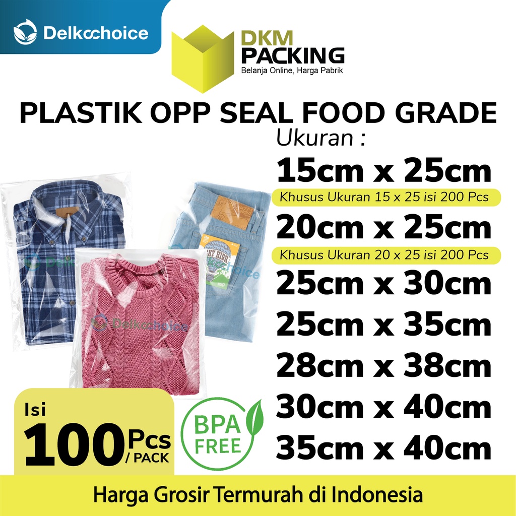 Plastik OPP SEAL TEBAL KUAT Kemasan Packing Garment Makanan DELKOCHOICE