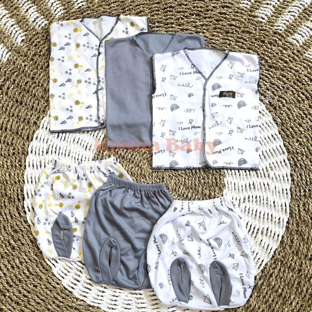 Paket Lahiran 18Pcs, Setelan Baju Bayi Baru Lahir Kekinian Warna Abu Baby Gift Set - Juragan Lebak