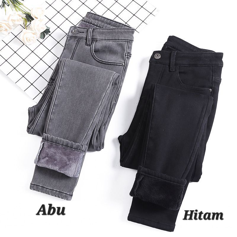 Celana Musim Dingin Jeans Wanita / Long John Jeans Pants 003