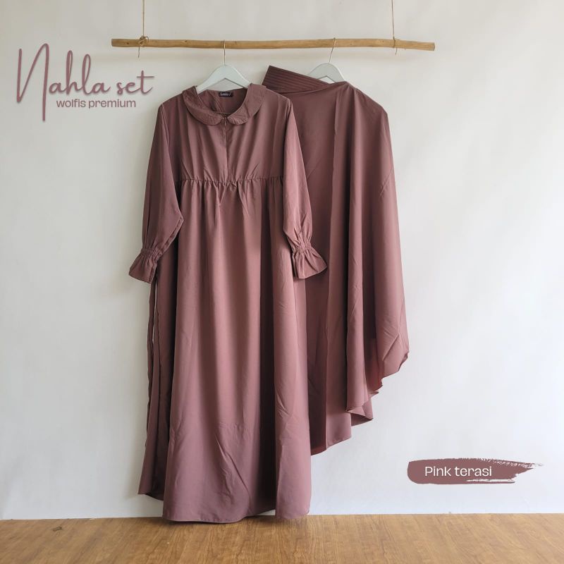 Nahla Set Gamis Syar'i Wolfis Premium All size busui UK HIJAB