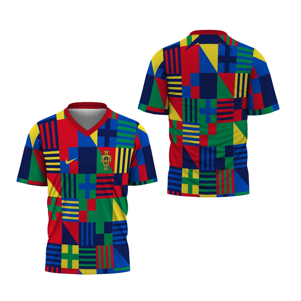 Tinishop - Kaos Pria V-neck Portugal Training Fullprint | Kaos Tshirt Pria Portugal Training fullpri