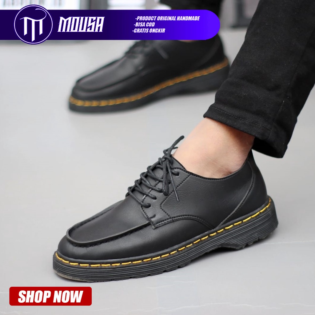 Sepatu Formal Pantofel Docmart Low Boots Kerja Hitam Mousa Lumo