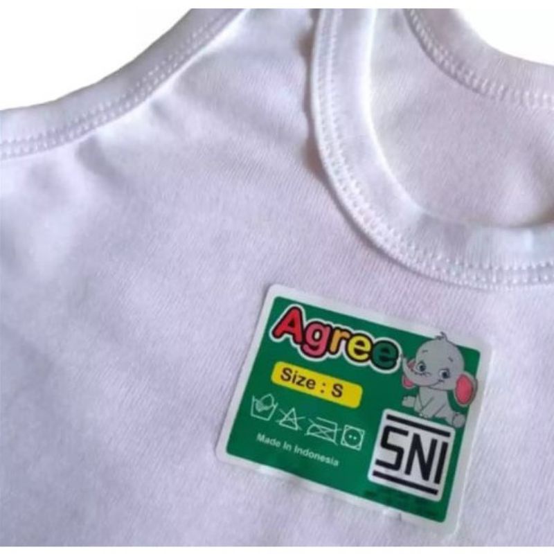 SINGLET ANAK MEREK AGREE KIDS 3 PCS / KAOS DALAM ANAK POLOS PUTIH AGREE