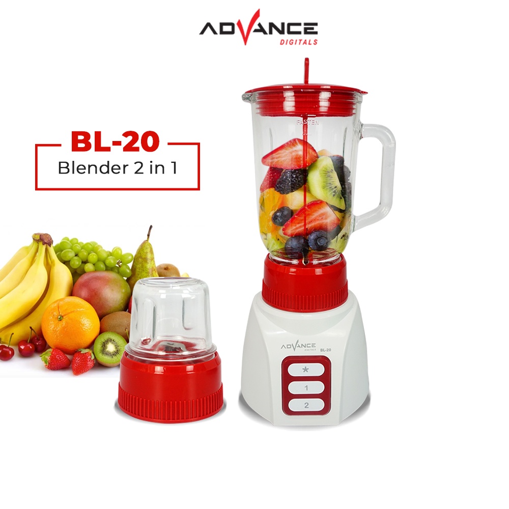 Advance BL-20 Blender Tabung Kaca 2in1 1.2 Liter Multifungsi Foodgrade Garansi Resmi 1 Tahun