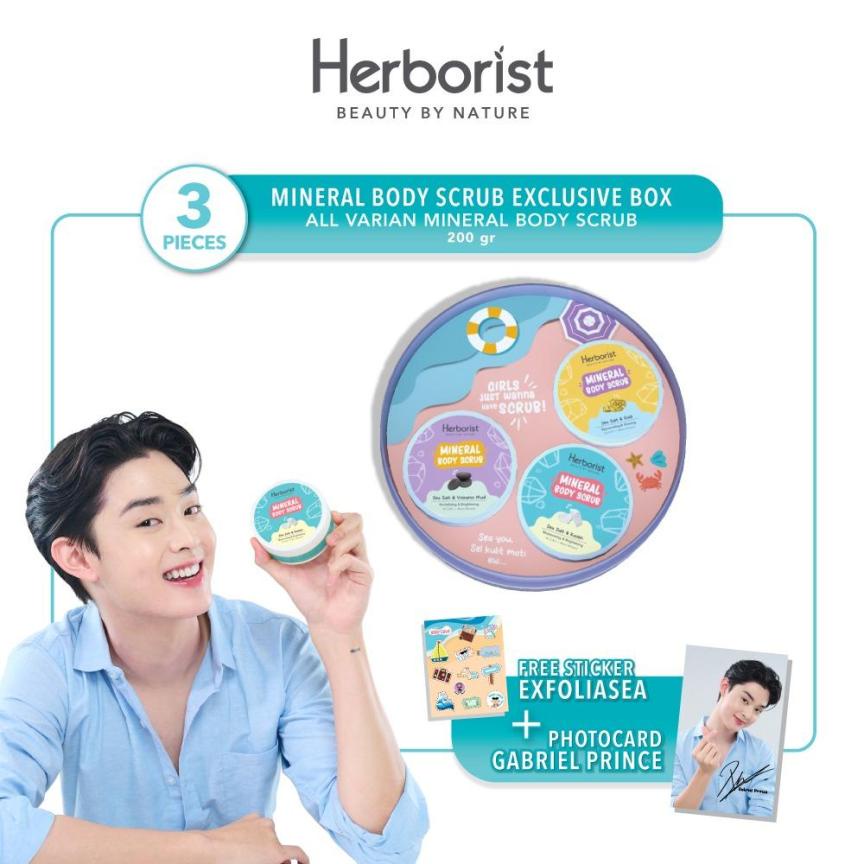 Herborist Exclusive Box Mineral Body Scrub 3 Pcs 200 gr + Photocard Gabriel Prince + Sticker