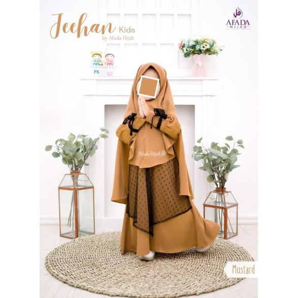 [Ready] Afada Hijab_Jeehan Kids Set Gamis Dress Anak Cantik Syari Belah Tangan Couple Ibu Anak
