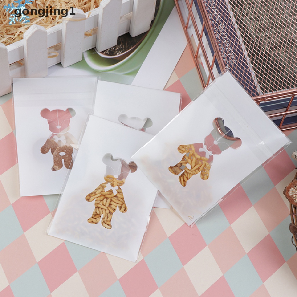 Ggg 100pcs Bear Candy Cookies Biskuit Baking Packaging Bag Perekat Diri Pernikahan ID