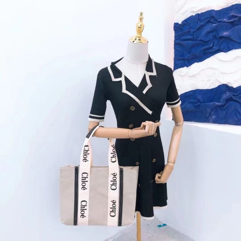 TAS TOTE WANITA IMPORT / CHL*E CANVAS TOTE BAG UK 37x8x31