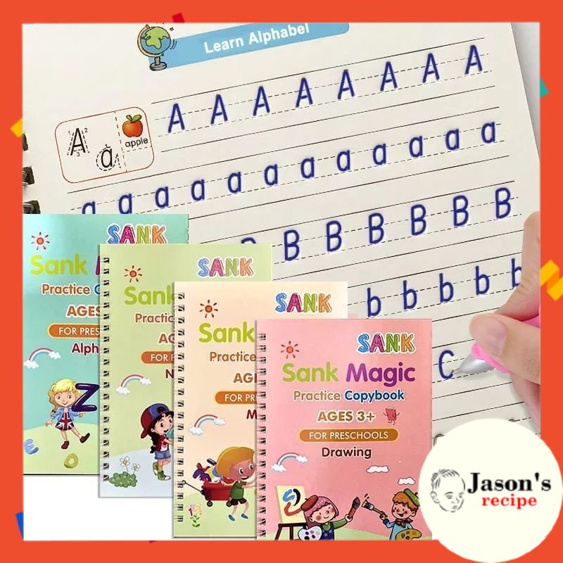 

JR Sank Magic Book / Buku latihan menulis anak 1 set isi 4 buku
