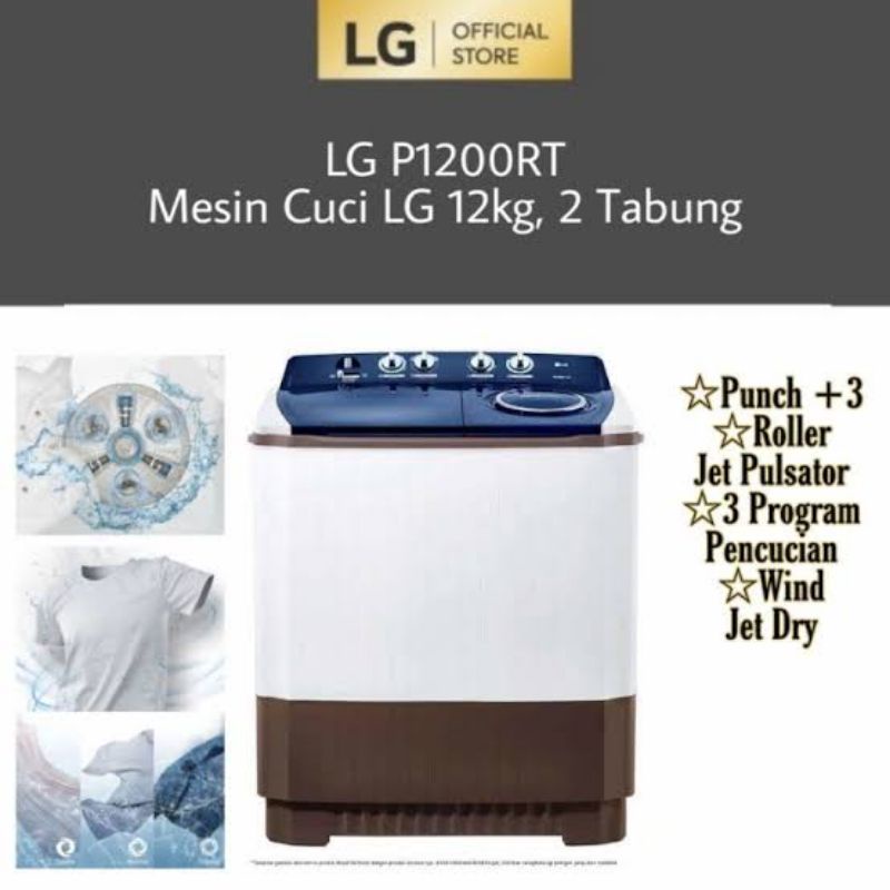 LG P1200RT MESIN CUCI 2 TABUNG 12 KG P1200 Resmi COCOK UNTUK LAUNDRY