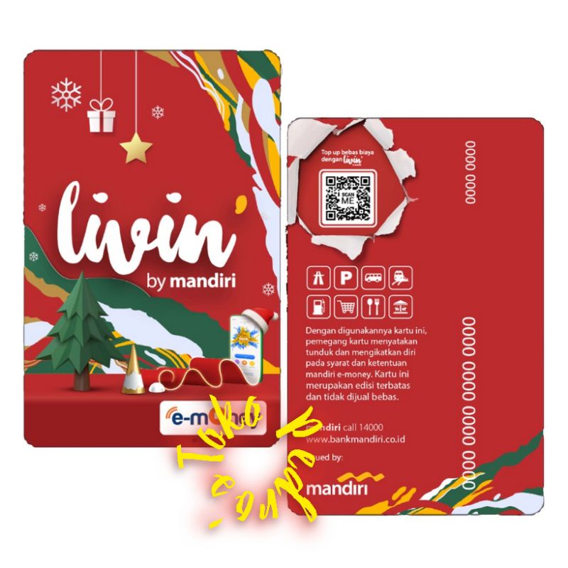 Mandiri eMONEY LIVIN Edisi NATAL CHRISTMAS Potrait ORI /Like Tapcash Flazz eToll or Brizzi