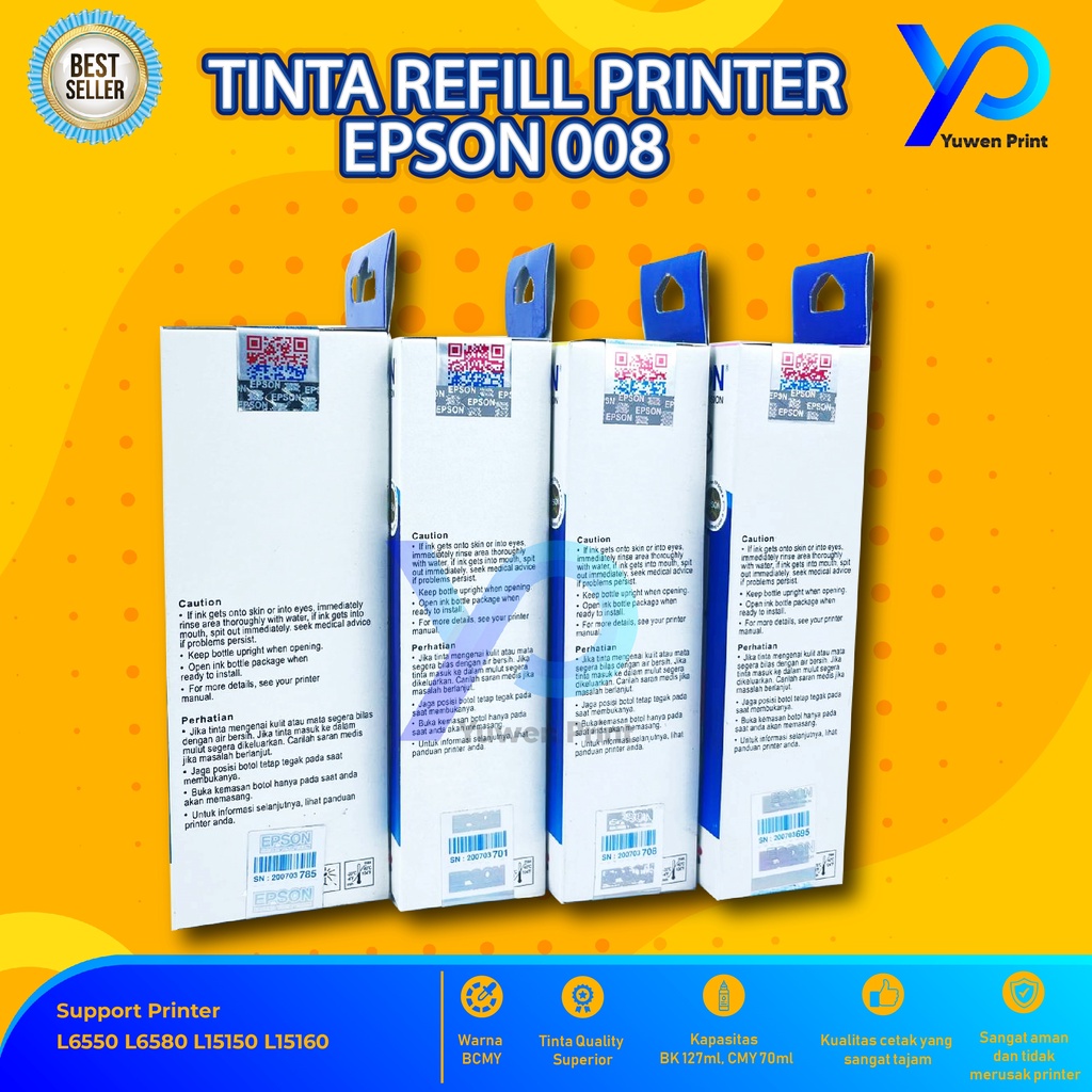 Tinta Epson 008 Black For Printer L6550 L6580 L15150 L15160