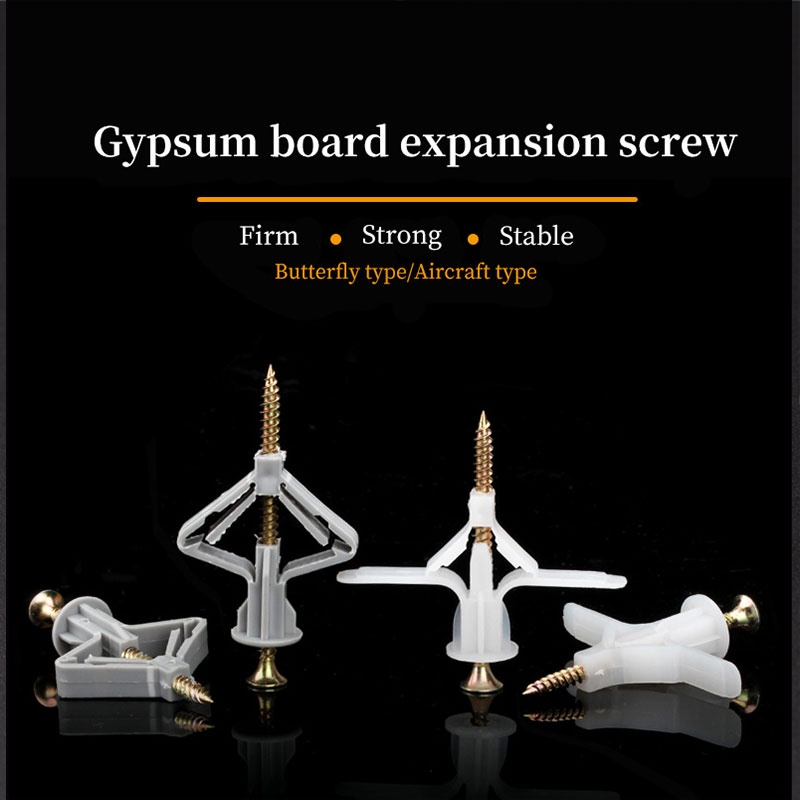 【50 pcs】Expanding Anchors Aircraft/Butterfly Expansion Bolt Set/Gypsum Screws/Sekrup Gypsum/Scrup Gypsum