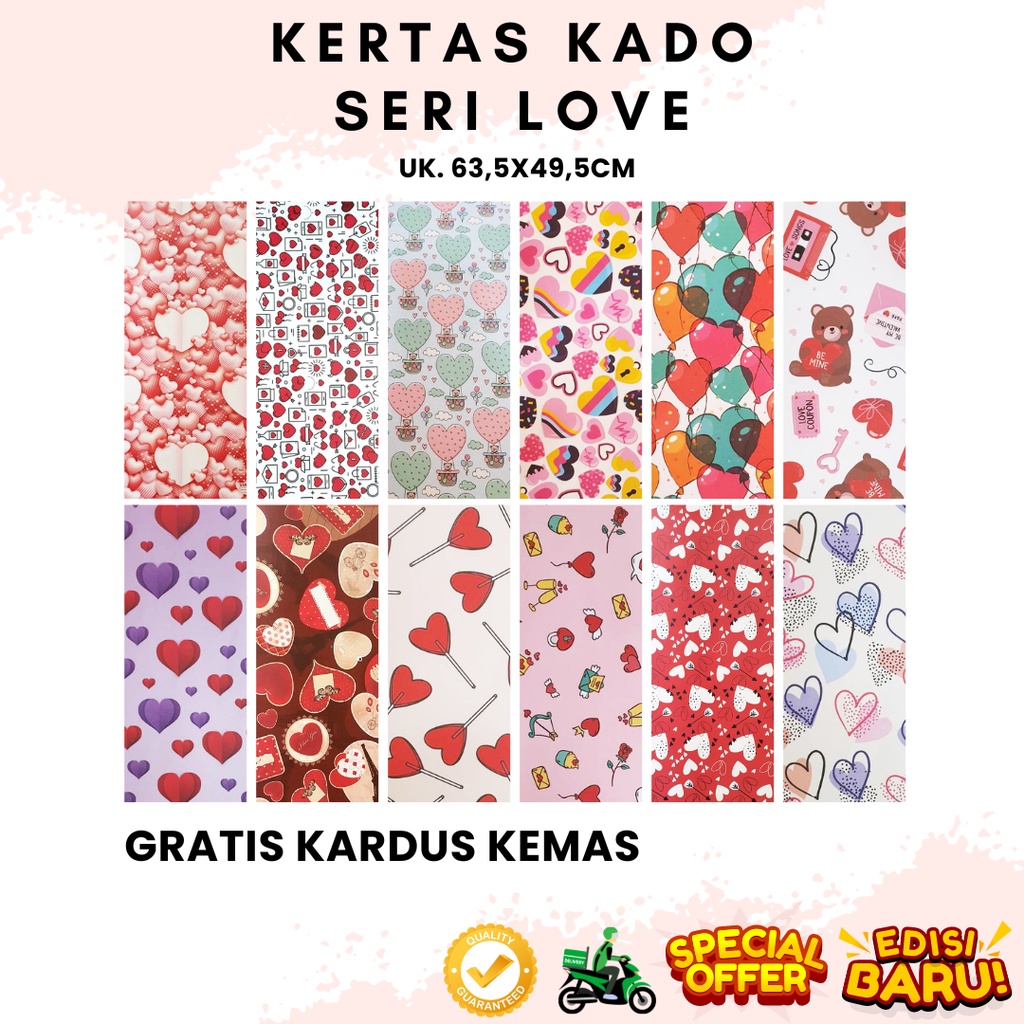 Kertas Kado Wrapping Paper Sansan Wawa Seri Love Valentine