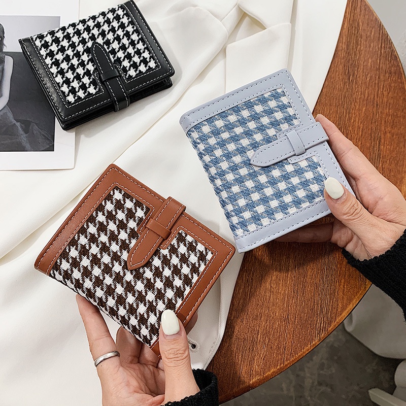 DZIRA DOMPET Lipat Motif HOUNDSTOOTH Kotak Kotak Cute Korean Style By Chikoisme NR
