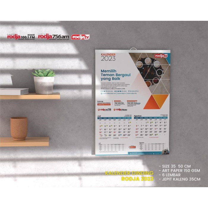 

TERMURAH Kalender Dinding Rodja 2023 Masehi - Kalender Islami Art Paper Code 5151
