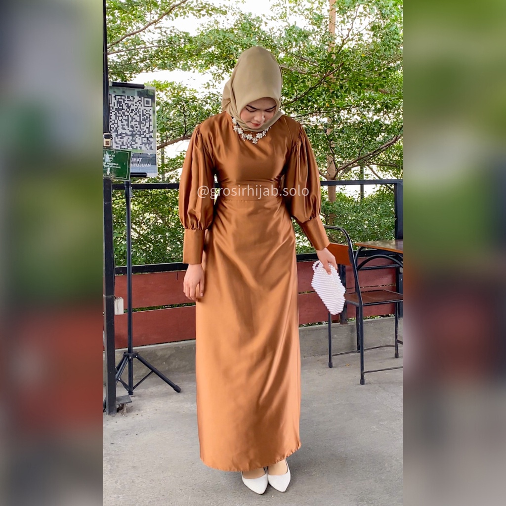 (AMD) GAMIS JEJE ATASAN WANITA TALI SERUT DRESS SATIN SILK