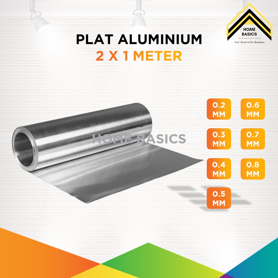 Seng Plat Aluminium Lembaran 2 × 1 Meter - 0.2 mm / 0.3 mm / 0.4 mm / 0.5 mm / 0.6 mm / 0.7 mm / 0.8 mm