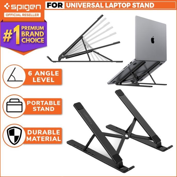 Universal Laptop Stand Spigen Portable Foldable Adjustable Holder Desk Keranjang.Wirreles