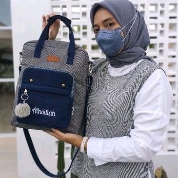 Omi 2in1 Bag Custom Bordir Nama tas kerja sekolah multifungsi