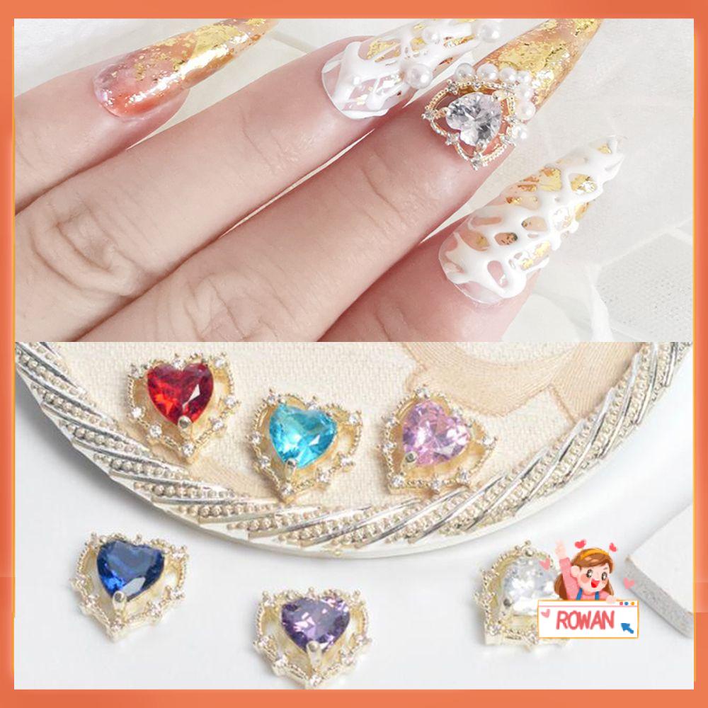 R-flower Nail Art Rhinestone Mewah Glitter Diamond Pesona Kuku Hati Penuh Kasih