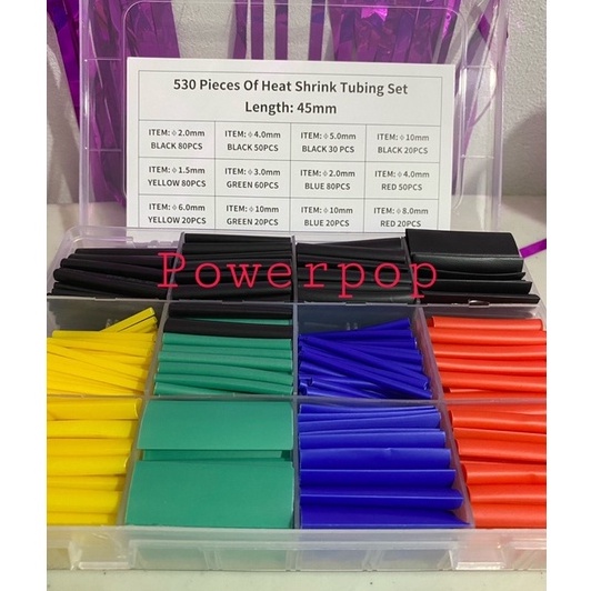 850/750/530 Pcs Heat Shrink Tube Isolasi Bakar Kabel Selang Bakar Warna Warni Selongsong Bakar Pelindung Kabel Heat Shrink Kabel Heat Shrink + Box Promo Grosir